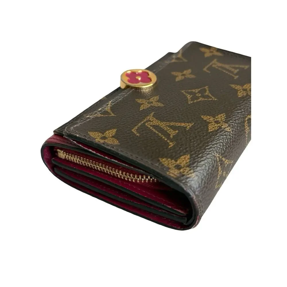 Authentic Louis Vuitton Monogram Flore Compact Wallet Fuchsia Pink Flower